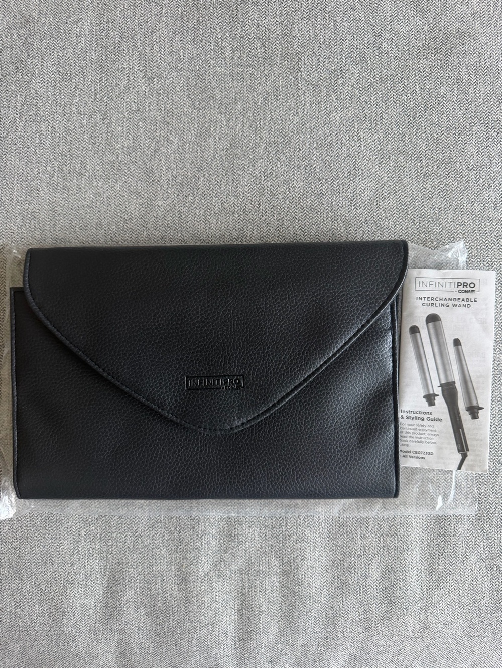 INFINITIPRO Black Faux Leather Travel Pouch for Hair Accessories and Tools
